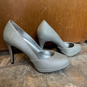 Fioni sparkly silver glitter high heels